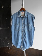 Gilet camicia jeans Levis uomo vintage anni 90 blu taglio smanicato denim tag...