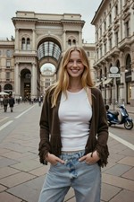 CARDIGAN MAGLIA FRANGE MARRONE