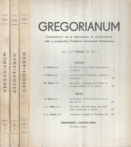 Gregorianum anno 1964 vol xlv - gregorianum,