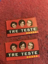 Antiche LAMETTA DA BARBA TRE TESTE Rossa Vintage