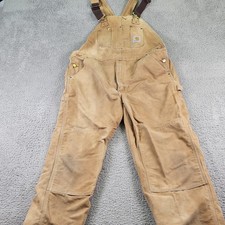 Salopette Carhartt uomo 40x30 marrone tela anatra R01 doppio ginocchio bavaglino da lavoro made USA