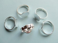 2pz base per anelli regolabile 18mm in ottone  colore argento ,lead,nickel free