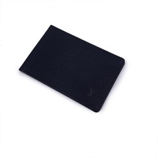 Autentico porta documenti d'identità Louis Vuitton vintage in pelle nera di taiga