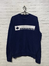Autentica Felpa Dsquared2 Enorme Logo Blu Navy Tg M