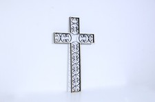 Grande croce in ferro battuto vecchi lavorato dorato arte sacra Altezza 113 cm