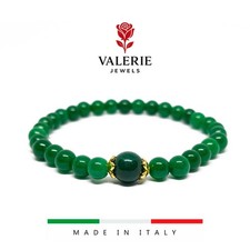 Bracciale donna elegante braccialetto fortuna pietre GIADA VERDE dorato regalo