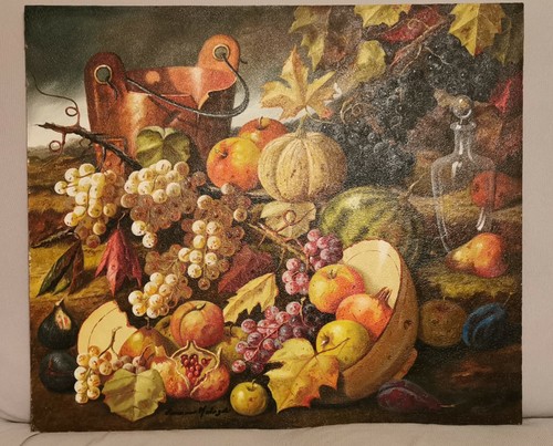 Oil plywood still life - on,