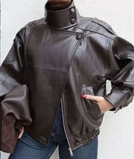 Giacca in ecopelle marrone