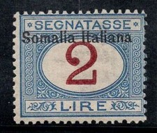 Somalia italiana 1909 Sass. 20 mai usati * MH 100% affrancatura 2 lire, personaggio