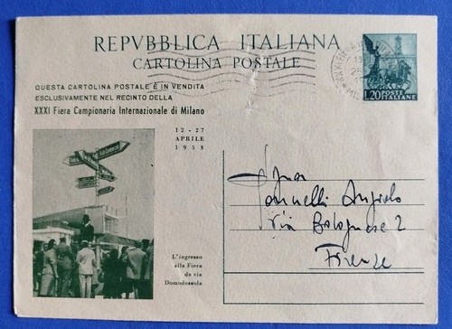 1953 intero postale - , lire