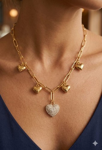 Collana acciaio gold con - y, in
