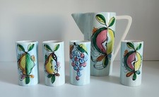 Brocca e bicchieri in ceramica, Italia, anni '50, firma Romei
