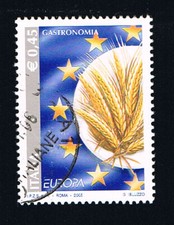 ITALIA FRANCOBOLLO EUROPA CEPT GASTRONOMIA SPIGHE DI GRANO 2005 usato (BI11.638)