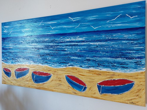 Quadro paesaggio mare barche - quadro,