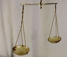 B10 / Vecchio Bilancia Romana O Parte Davon - Metallo Montatura + 2 Schalen - 19
