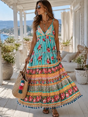 Maxi abito boho - donna, nuovo