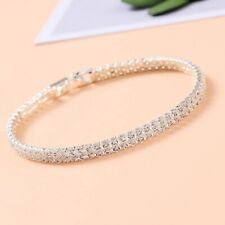 New Moda Bracciale Braccialetto Tennis Doppio Filo Per Donna Con Zirconi Strass