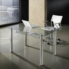 Scrivania ufficio scrivanie  Pc con piano in vetro e gambe in metallo