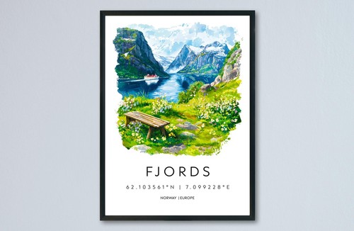 Poster acquerello fiordi