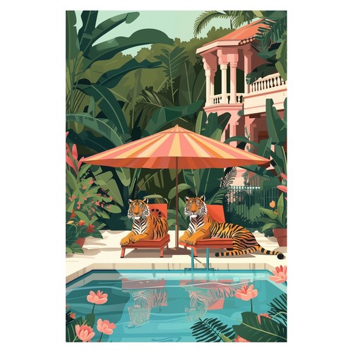 Poster retro tigri bordo - poster,