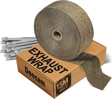 Nastro Termico Isolante,Dorato 15M Benda Termica Moto in Fibra Basaltica Con 12 