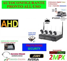 KIT WIRELESS VIDEOSORVEGLIANZA AHD 2MP DVR FULL HD 4 TELECAMERE+HARD DISK 500GB