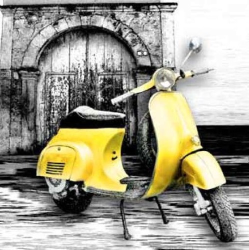 Quadro vespa gialla vintage - vespa,