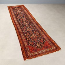Tappeto Malayer Antico Lana Nodo Fine Fatto a Mano 375 x 98 cm Originale