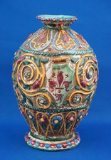 V. Corrente manifat. Fantechi Firenze 1900 Vaso ceramica decoro rilievo e giglio