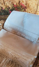 Asciugamani Ricamo Pizzo Tombolo Frange Monogramma a Mano Vintage