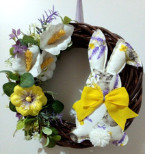 Fuoriporta Ghirlanda Pasqua Primavera coniglio legno idea regalo casa donna