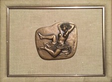 SALVATORE FIUME "LA DONNA INDOLENCE" FUSIONE IN BRONZO QUADRO RIVESTITO IN TELA