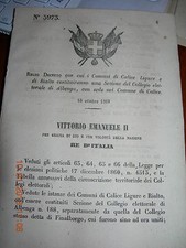 REGIO DECRETO 1867 COMUNI CALICE LIGURE e DI RIALTO cost sez ALBENGA sede CALICE