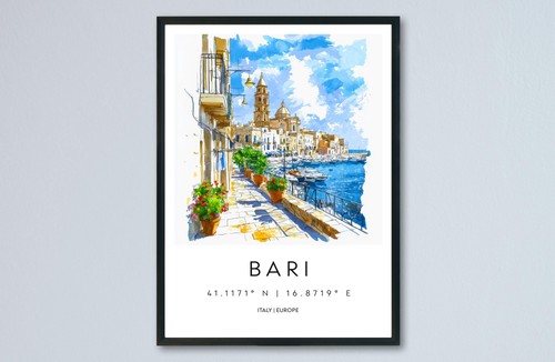 Poster acquerello bari italia - acquerello,