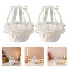  2 Pcs Cestino Bianco Matrimonio Cesto Nuziale Romantico Di Fiori Per La Fioraia