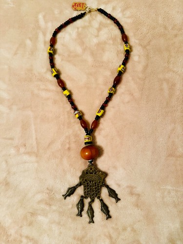 Collana ottone con perline - ottone,