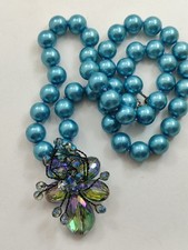 Collana Donna In Perle Azzurro