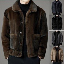 Cappotto uomo invernale business casual pelliccia sintetica pezzo unico double face spesso giacca