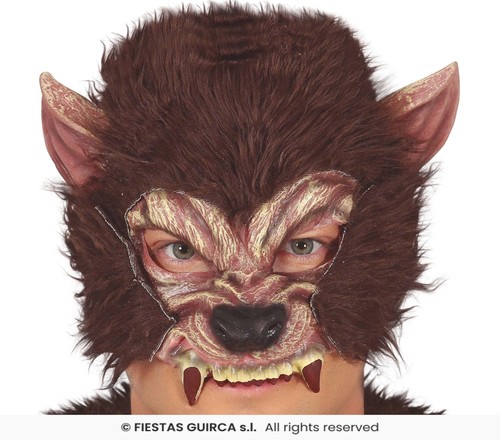 Maschera uomo lupo marrone con - lupo,