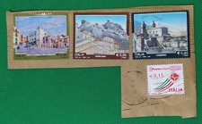 Lotto 4 francobolli su frammento Italia usati come foto