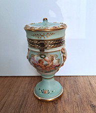 Antique Porcelain Hinged Footed Jar With Cherubs, Gold Gilding Table Lighter?