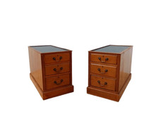 Coppia cassettiere inglesi da ufficio rovere- piano in pelle - fine 800