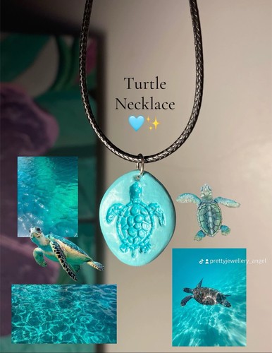 Collana tartaruga blu - fatta, a