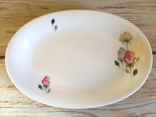 Porcellana Bavaria Schirnding Vassoio Ovale Portata Rose Ceramica 1960 Piatto