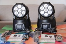 2 x  PROIETTORI LED RGB TESTA MOBILE ROTANTE EFFETTI DISCO DISCOTECA  LED LUCE 