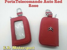 PortaTelecomando Auto in Ecopelle Red Rose con Logo Metallico Citroen