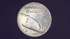 1953 R Italy 10 Lire coin