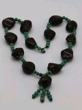 Collana Etnica Vintage In LEGNO E SEMI -  Lunga 65 cm PERFETTA