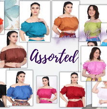 Ingrosso donna estate crop length taglie forti cotone puff top lotto assortit...