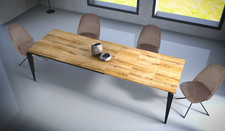 TAVOLO RETT. ALL.FINO 280 cm. CON BASE METALLO PIANI LEGNO MEL/LAMINATI 90AG